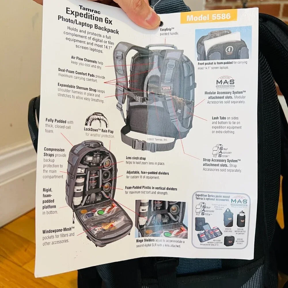 BRAND NEW Tamrac 5586 Expedition 6X Photo Camera Lens Backpack Black Bag w TAGS